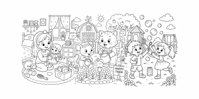 Animal And Friends Coloring Pages generated by undefined
