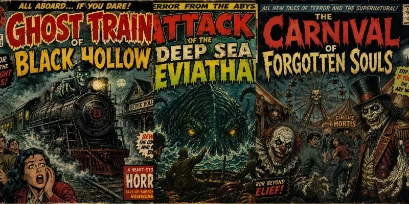 Retro Horror Comic Cover Kits generated by undefined