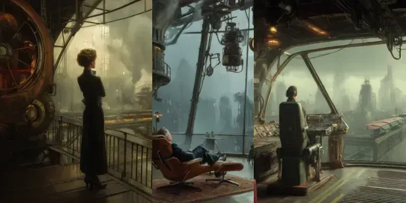 Dystopian Industrial Oil Paintings generated by undefined