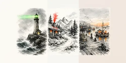 Artistic Ink Watercolor Scenes generated by chatgpt-image