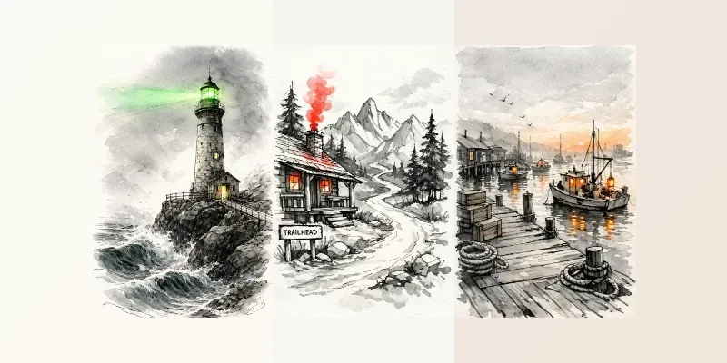 Artistic Ink Watercolor Scenes