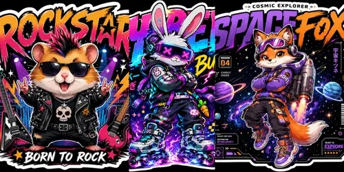 Fierce Cute Mascot Sticker Tshirts generated by chatgpt-image