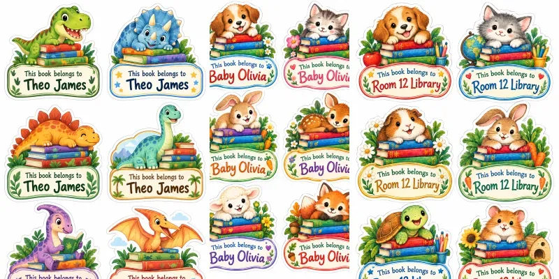 Cute Animal Bookplate Stickers