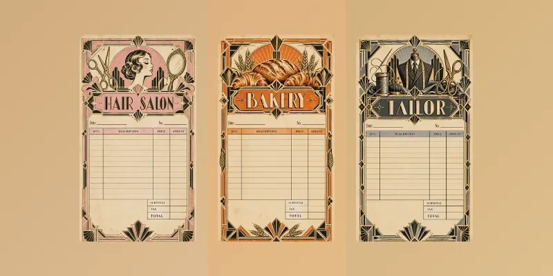 Art Deco City Printable Shop Receipts