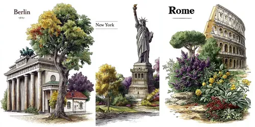Botanical City Art For Print Posters generated by midjourney