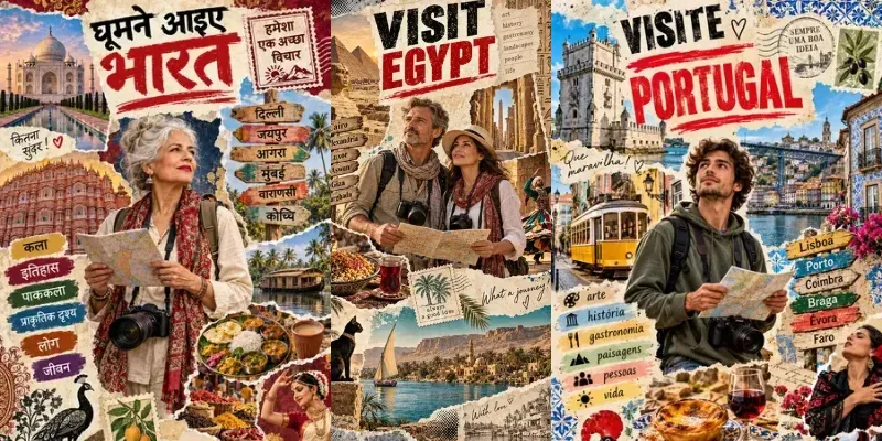 Tornpaper Travel Poster Collages