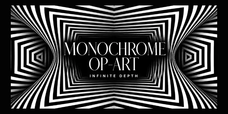 Digital Op Art Hypnotic Bw Geometries generated by undefined