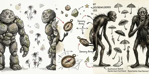Whimsical Creature Character Sheets generated by gemini-image