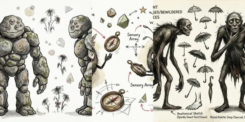 Whimsical Creature Character Sheets generated by undefined