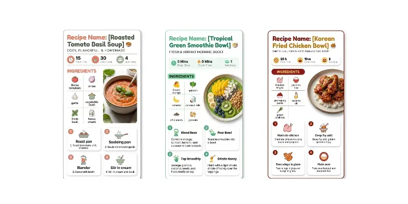 Smart Recipe Card Template Prompt generated by undefined