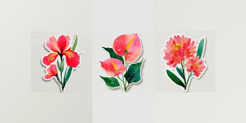 Watercolor Flower Sticker Cliparts generated by undefined