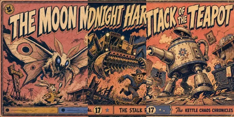 Retro Pulp Cartoon Episode Title Cards generated by undefined