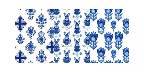 Easter Gzhel Seamless Blue Patterns generated by midjourney