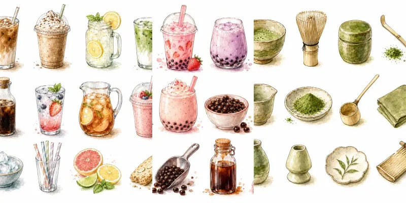 Watercolor Coffee Shop Clipart Set generated by undefined