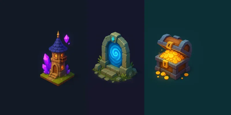 3D Isometric Lowpoly Fantasy Game Assets generated by undefined