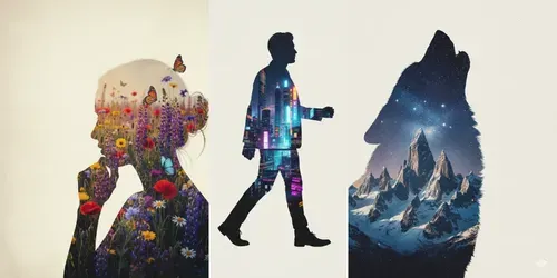 Surreal Nature Double Exposure Portraits generated by gemini-image