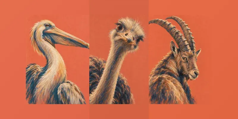 Expressive Animal Pastel Art Prints