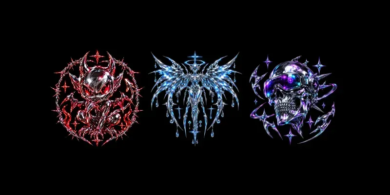 Y2k Liquid Chrome Merch Graphic Designs