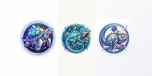 Neon Crystal Reptile Emblems generated by gemini-image