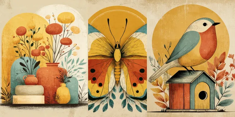 Gouache Retro Boho Nursery Prints generated by undefined