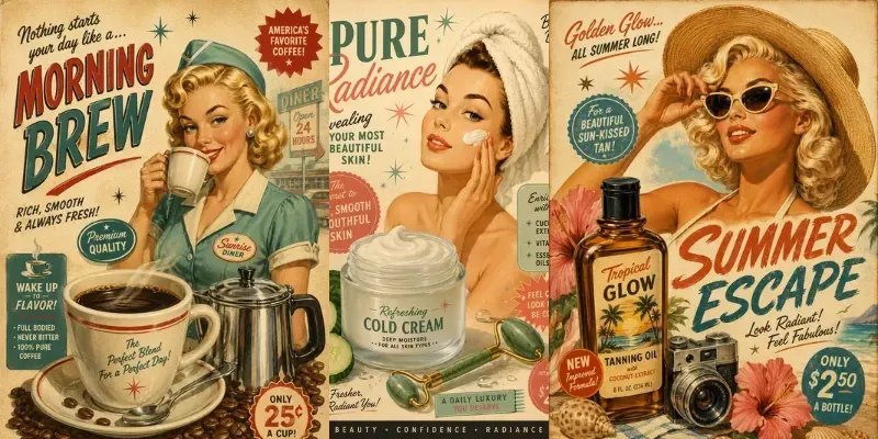 1950s Vintage Advertising Posters generated by undefined