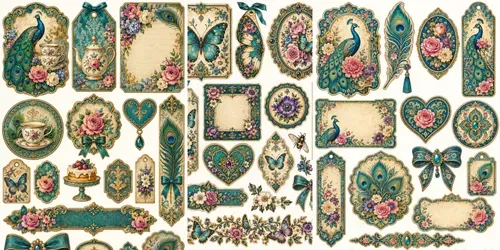 Vintage Teal Floral Ephemera generated by chatgpt-image