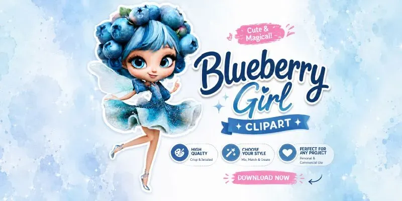 Blueberry Girl Clipart generated by undefined
