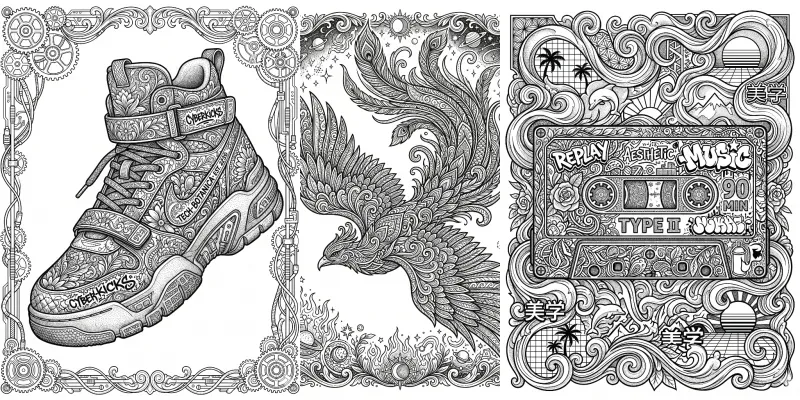 Zen Line Art Teen Coloring Book Pages generated by undefined