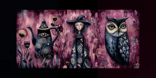 Velvet Magenta Folk Creatures generated by midjourney