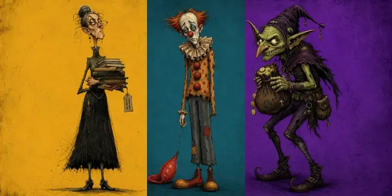 Quirky Elongated 2D Caricatures generated by undefined