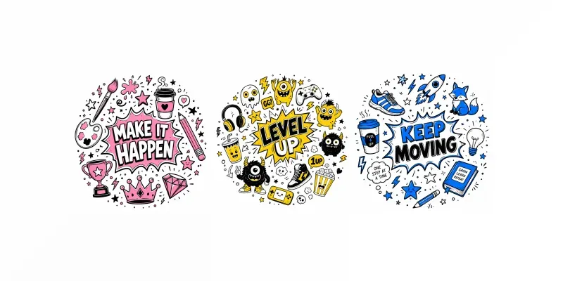 Hand Drawn Doodle Collage Quotes generated by undefined