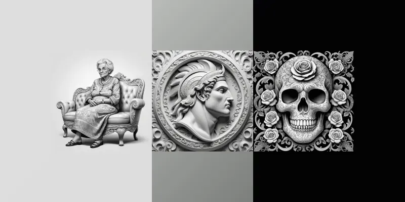 3D Black And White Ornamentals generated by undefined