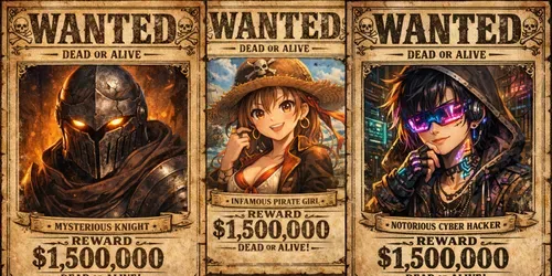 Anime Wanted Poster Generator generated by chatgpt-image