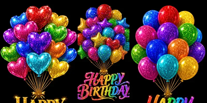 Glitter Birthday Balloons generated by undefined