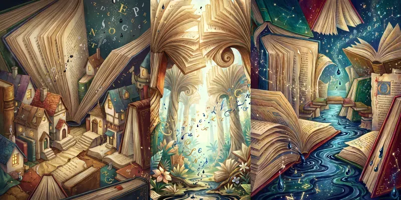 Surreal Book Landscapes Art generated by undefined