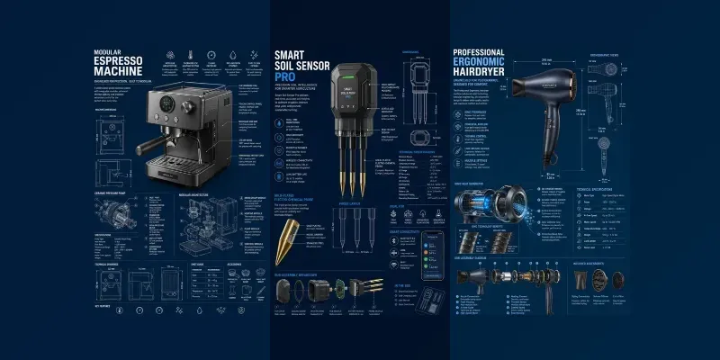 Product Blueprint Technical Infographics generated by undefined
