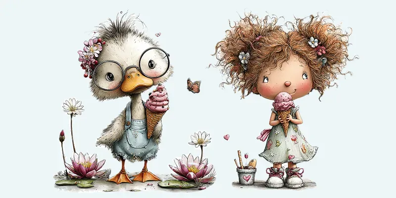 Ice Cream Characters Summer Etsy Clipart generated by undefined