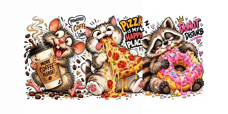 Chaotic Animal Food Stickers