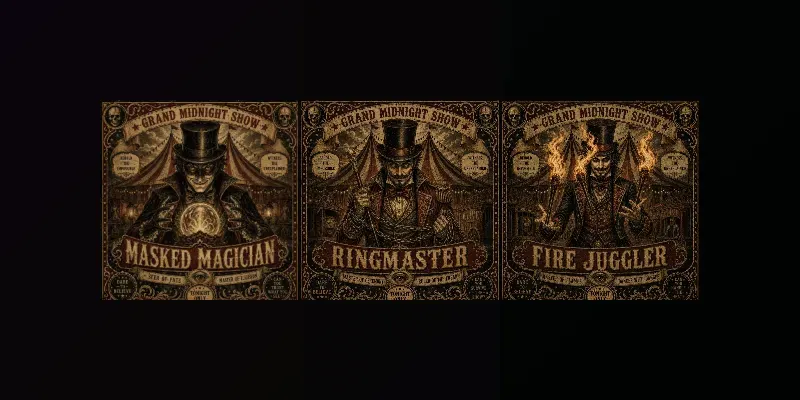 Vintage Horror Circus Posters generated by undefined