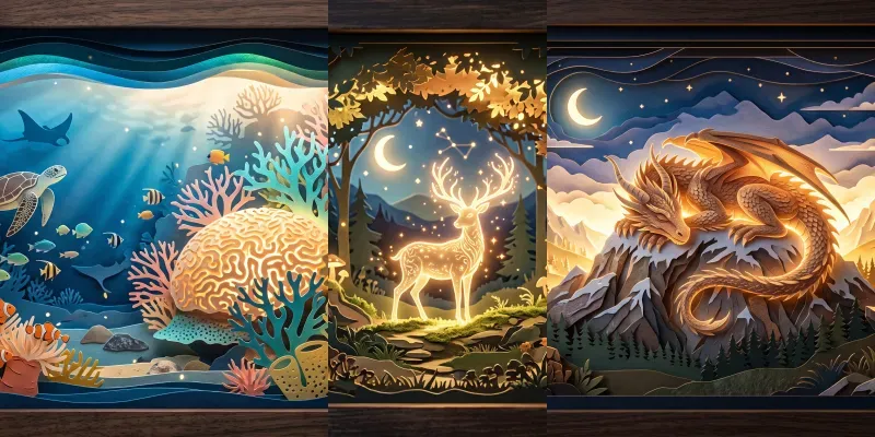 Intricate Papercraft Lightbox Art