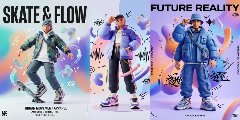 Ultra 3D Illustrated Fashion Posters generated by undefined