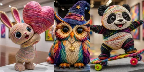 Whimsical Yarn Animal Sculptures generated by chatgpt-image