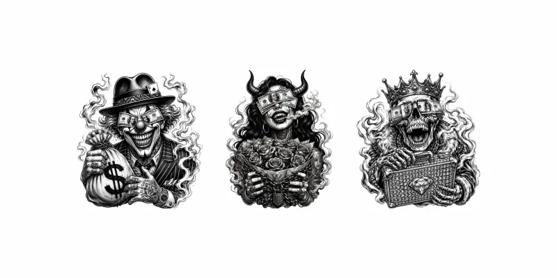 Luxury Greed Tattoo Flash Packs generated by undefined