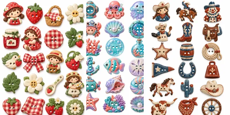 Kawaii Novelty Button Clipart Collections