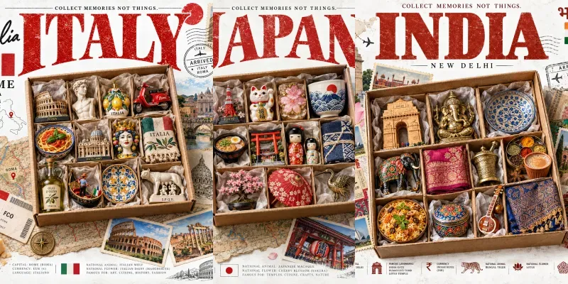 Vintage Travel Souvenir Boxes