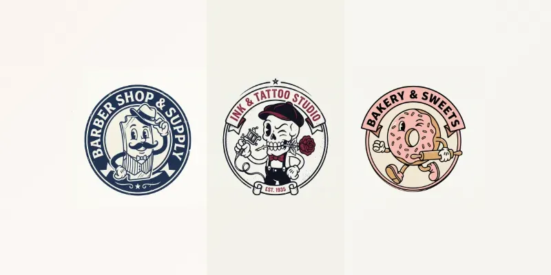 Retro Vintage Commercial Mascot Logos generated by undefined