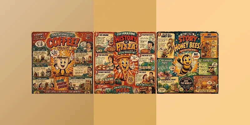 Retro Comic History Infographic Posters generated by undefined