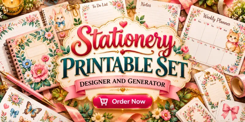 Stationery Printable Set Designer Kit