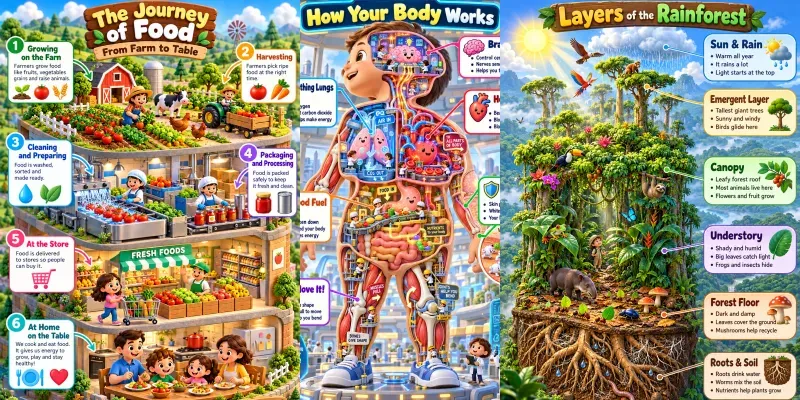 Kids 3D Learning Infographic Makers