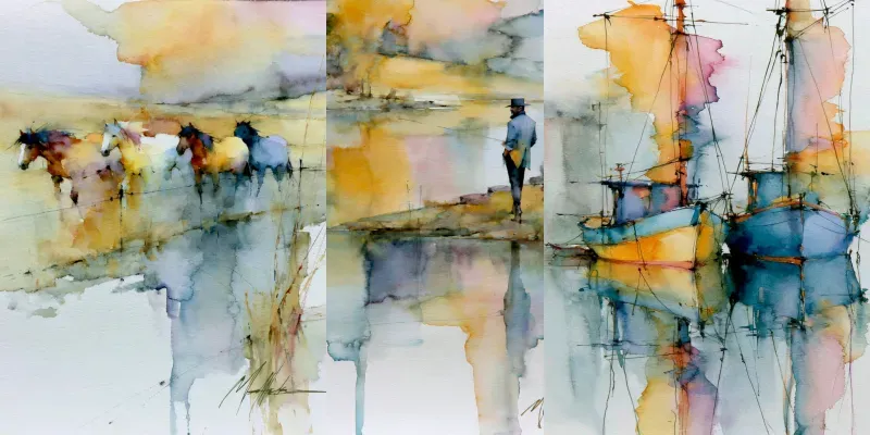 Expressive Watercolor Scenes generated by undefined